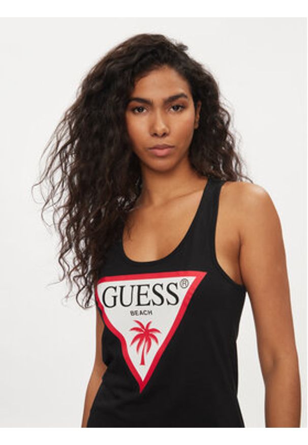 Guess Sukienka letnia E3GP03 JA914 Czarny Regular Fit. Kolor: czarny. Materiał: bawełna. Sezon: lato