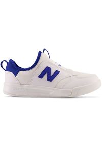 Buty dziecięce New Balance PT300WA1 – białe. Okazja: na co dzień. Kolor: biały. Materiał: guma, materiał, syntetyk. Szerokość cholewki: normalna