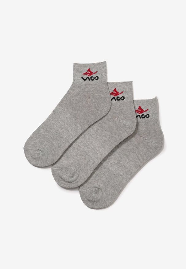 Renee - 3-pack Szare Skarpety Nahlura. Kolor: szary. Wzór: napisy, gładki