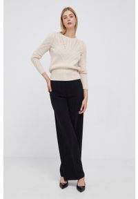 Pennyblack Sweter z domieszką wełny damski kolor beżowy ciepły. Okazja: na co dzień. Kolor: beżowy. Materiał: wełna. Długość rękawa: długi rękaw. Długość: długie. Wzór: ze splotem. Styl: casual #2