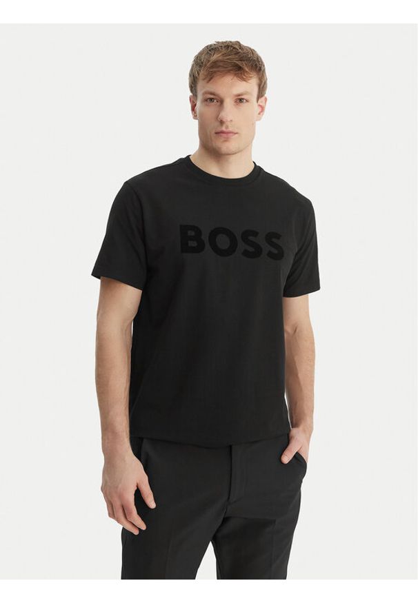 BOSS T-Shirt TS_Iconic Logo 50553636 Czarny Regular Fit. Kolor: czarny. Materiał: bawełna