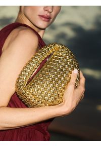 Reserved - Pleciona torebka hobo - złoty. Kolor: złoty #1
