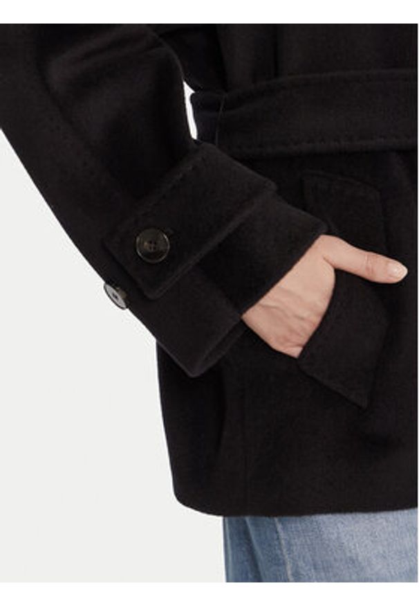 Marella Płaszcz wełniany Dovere 2523086112 Czarny Regular Fit. Kolor: czarny. Materiał: wełna