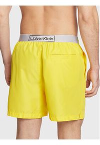 Calvin Klein Swimwear Szorty kąpielowe KM0KM00787 Żółty Regular Fit. Kolor: żółty. Materiał: syntetyk