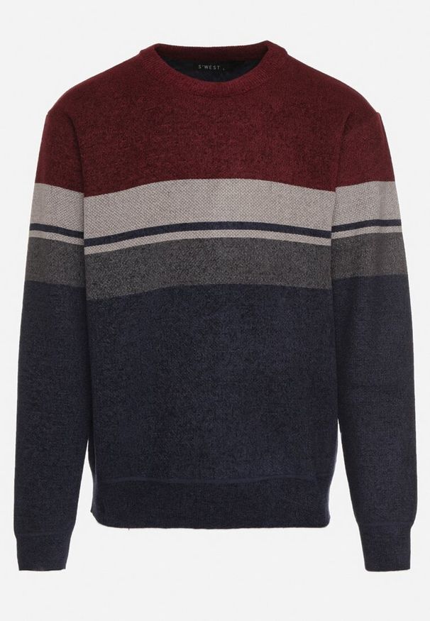 Born2be - Bordowy Sweter z Wełną z Eleganckim Kołnierzykiem Koszulowym Espalea. Typ kołnierza: kołnierzyk koszulowy. Kolor: czerwony. Materiał: wełna. Wzór: aplikacja. Styl: elegancki