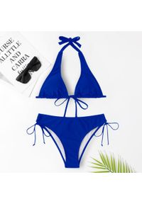 Intica - Bikini wiązane na szyję do plażowania Trien. Kolor: niebieski. Materiał: materiał