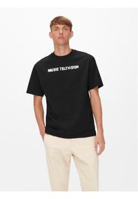 Only & Sons T-Shirt MTV 22022779 Czarny Relaxed Fit. Kolor: czarny. Materiał: bawełna #1