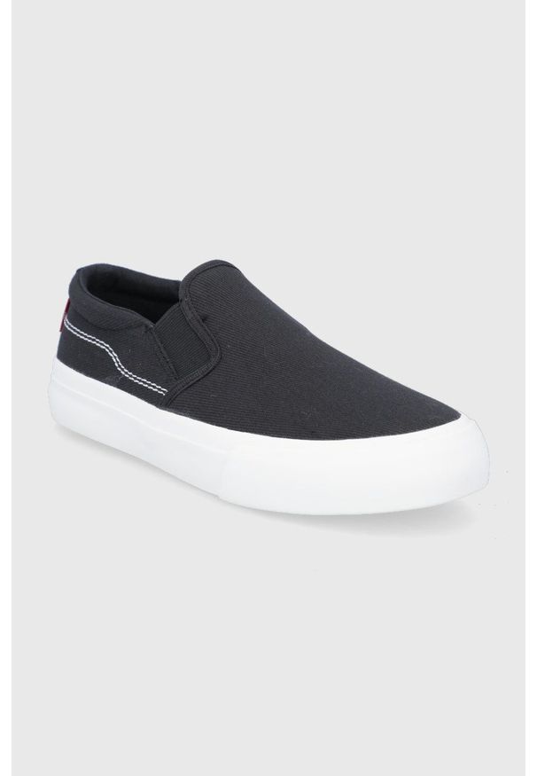 Levi's® - Levi's tenisówki Decon Slip On S damskie kolor czarny. Okazja: na spotkanie biznesowe. Zapięcie: bez zapięcia. Kolor: czarny. Materiał: guma. Styl: biznesowy
