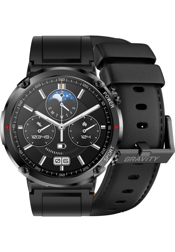 Smartwatch Gravity Zegarek męski SMARTWATCH GRAVITY GT21-3 BK/BK LEATHER / BK. Rodzaj zegarka: smartwatch