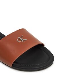 Calvin Klein Jeans Klapki Flat Sandal Slide Mg YW0YW01697 Brązowy. Kolor: brązowy. Materiał: skóra #3