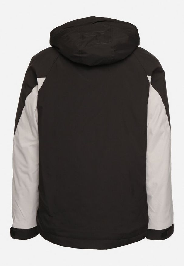 Born2be - Szaro-Czarna Kurtka z Kapturem Ozdobiona Sznurkami Celestinia. Typ kołnierza: kaptur. Kolor: szary. Wzór: aplikacja. Styl: sportowy, klasyczny