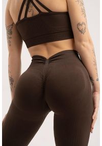 GYM GLAMOUR - Legginsy fitness damskie Gym Glamour deep push up 2.0. Kolor: brązowy. Sport: fitness
