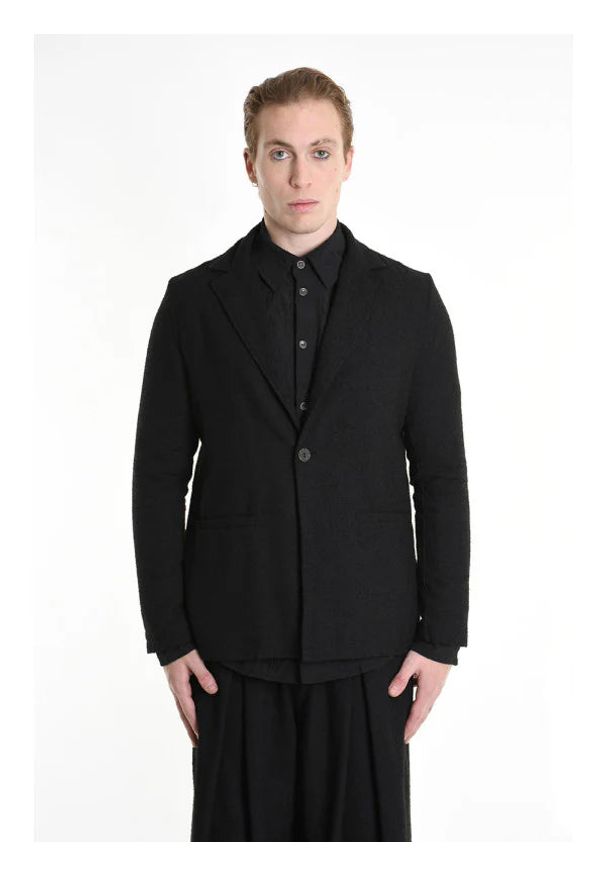 La Haine Inside Us Marynarka | B M1133 | Mężczyzna | Czarny. Okazja: na spotkanie biznesowe. Kolor: czarny. Materiał: poliester, wełna, bawełna, poliamid, wiskoza. Styl: biznesowy