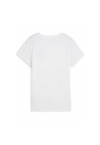 Puma - Damska koszulka ESS SCRIPT PUMA White. Kolor: biały. Wzór: haft
