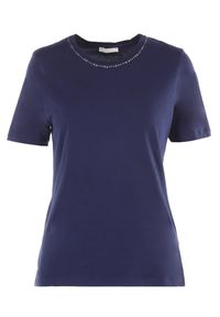 Born2be - Granatowy T-shirt Amathephine. Okazja: na co dzień. Kolor: niebieski. Materiał: bawełna. Długość rękawa: krótki rękaw. Długość: krótkie. Wzór: gładki, aplikacja. Styl: sportowy, casual, klasyczny, glamour #6