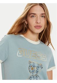 Guess T-Shirt V4BI02 K8FQ4 Błękitny Regular Fit. Kolor: niebieski. Materiał: bawełna #3