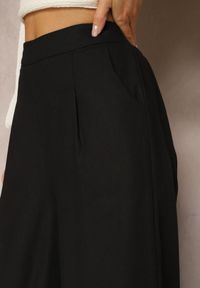 Renee - Czarne Szerokie Spodnie z Lnem z Gumką w Talii Airelttis. Kolor: czarny. Materiał: len. Sezon: lato. Styl: elegancki #7