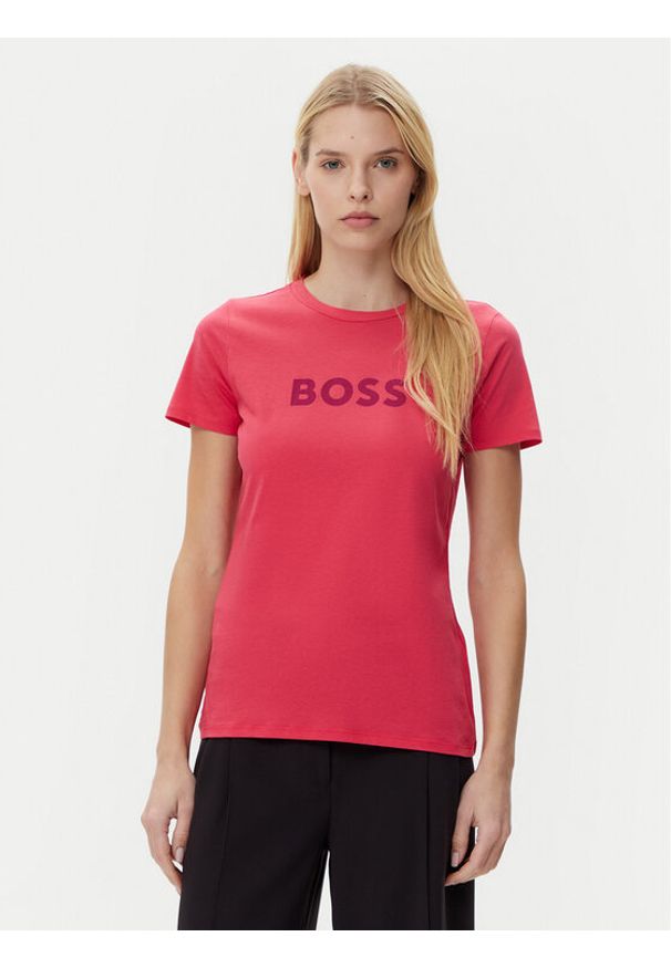 BOSS T-Shirt C_Elogo_5 50501139 Różowy Regular Fit. Kolor: różowy. Materiał: bawełna