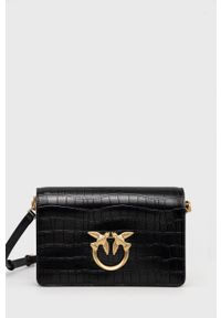 Pinko torebka skórzana kolor czarny. Kolor: czarny. Materiał: skórzane. Rodzaj torebki: na ramię #1