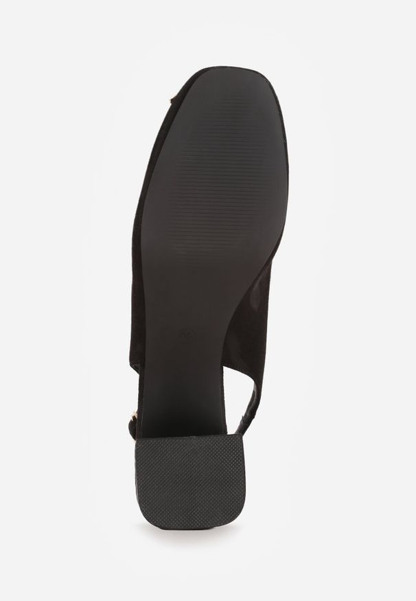 Born2be - Czarne Sandały Vices na Obcasie Bez Pięty ze Skórzaną Wkładką i Cyrkoniami Nimiotte. Okazja: na co dzień. Zapięcie: sprzączka. Kolor: czarny. Materiał: skóra. Sezon: lato. Obcas: na obcasie. Styl: casual, elegancki. Wysokość obcasa: średni