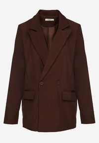 Renee - Brązowa Marynarka Dwurzędowa o Kroju Oversize Clasora. Typ kołnierza: golf. Kolor: brązowy. Materiał: poliester. Styl: klasyczny #3