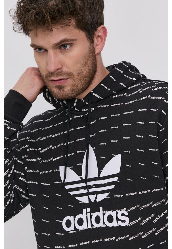 adidas Originals - Bluza bawełniana. Okazja: na co dzień. Typ kołnierza: kaptur. Kolor: czarny. Materiał: bawełna. Styl: casual