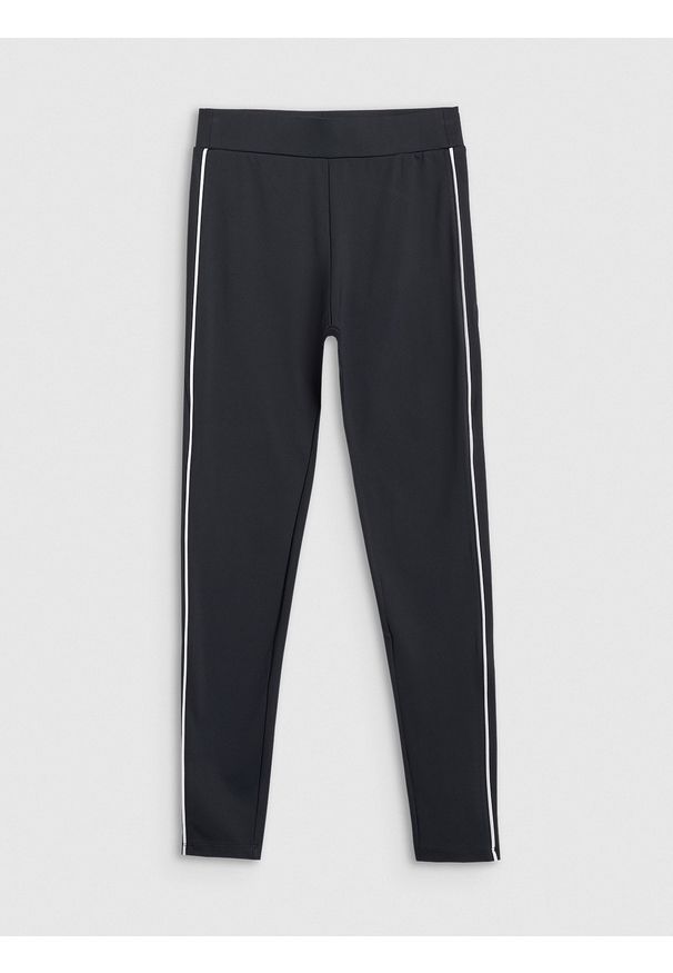 4f - 4F Legginsy dzianinowe damskie - czarne XXL. Okazja: na co dzień. Kolor: czarny. Materiał: dzianina. Wzór: gładki, ze splotem. Styl: casual