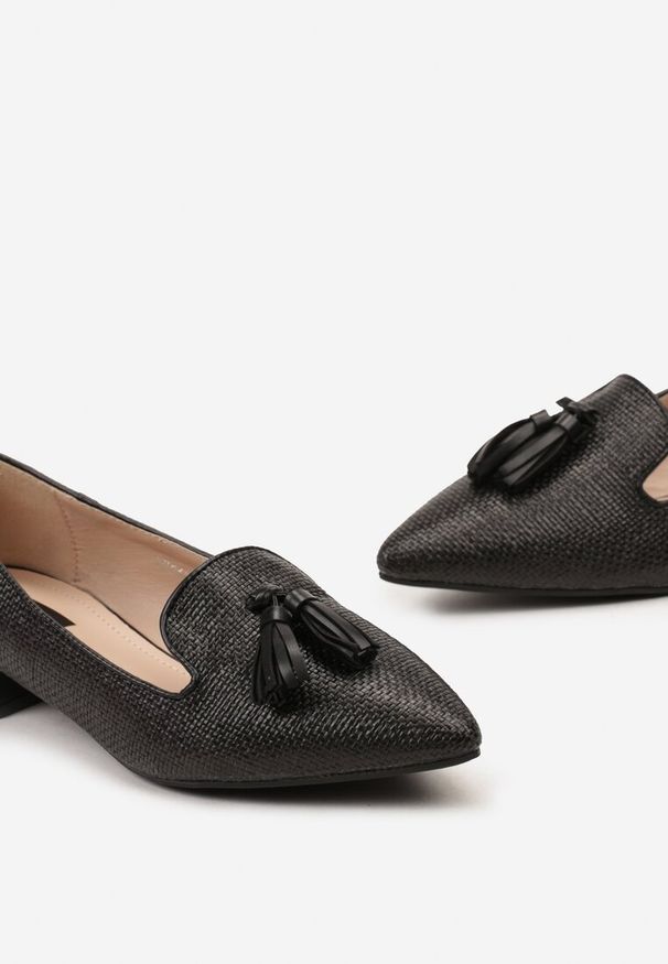 Born2be - Czarne Mokasyny Loafersy w Stylu Boho z Kolorową Plecionką Tanula. Kolor: czarny. Wzór: kolorowy. Styl: boho