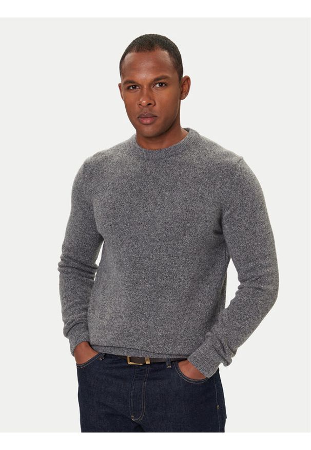 Barbour Sweter Essential Tisbury MKN0844GY12 Szary Regular Fit. Kolor: szary. Materiał: wełna