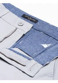 Ombre Clothing - Spodnie męskie chino - jasnoszare P894 - M. Kolor: szary. Materiał: bawełna, elastan