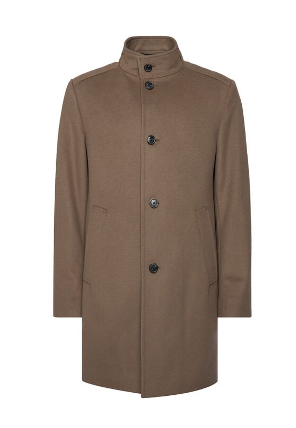 JOOP! Płaszcz wełniany 17 JC-21Maron 30044311 Khaki Regular Fit. Kolor: brązowy. Materiał: wełna