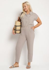 Born2be - Beżowe Spodnie o Prostym Kroju z Gumką w Talii Filavia. Okazja: na co dzień. Kolor: beżowy. Styl: sportowy, elegancki, casual #3