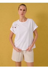 Sinsay - Bawełniana koszulka kimono z crochetowym detalem - biały. Kolor: biały. Materiał: bawełna #1