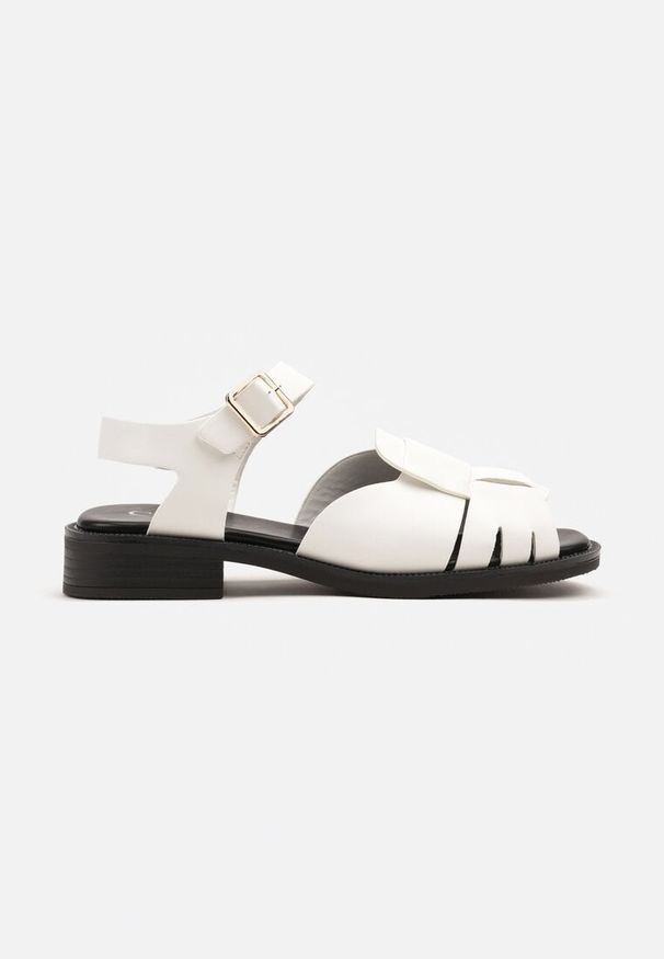 Born2be - Białe Sandały w Eleganckim Stylu z Paskiem z Klamerką Gallexia. Okazja: na co dzień. Nosek buta: otwarty. Zapięcie: pasek. Kolor: biały. Wzór: kwiaty. Materiał: jedwab. Sezon: lato. Obcas: na obcasie. Styl: elegancki. Wysokość obcasa: niski