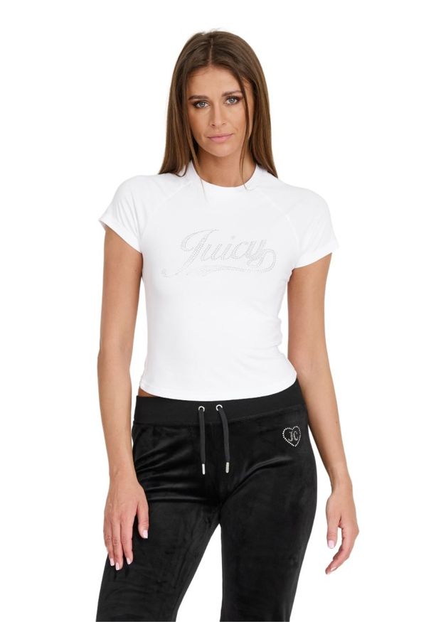 Juicy Couture - JUICY COUTURE Biały damski t-shirt Retroshrunken Tee, Rozmiar L. Kolor: biały
