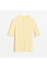 Reserved - Bawełniana koszulka z kołnierzykiem - Żółty. Kolor: żółty. Materiał: bawełna #1