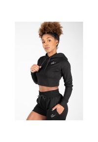 GORILLA WEAR - Bluza fitness damska krótka Gorilla Wear Pixley Crop Top Hoodie. Kolor: czarny. Długość rękawa: długi rękaw. Długość: krótkie. Sport: fitness #1