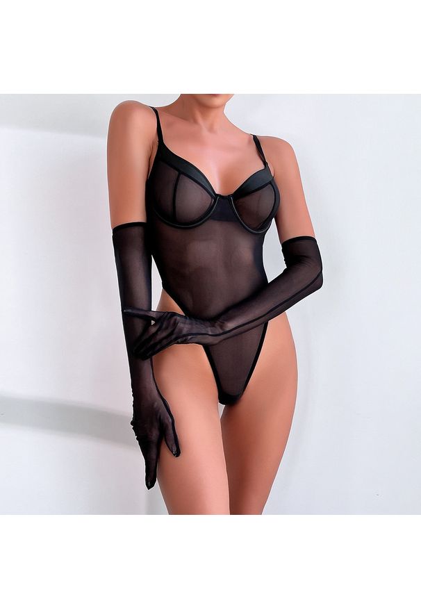 Intica - Body transparentne z usztywnieniem na specjalne okazje Cella. Kolor: czerwony. Materiał: materiał