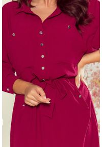 Numoco - Swobodna koszulowa sukienka z wiązaniem w talii. Materiał: materiał, elastan. Typ sukienki: koszulowe #2