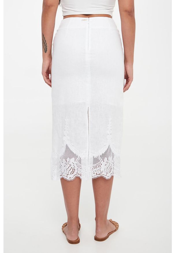 Twinset Milano - Spódnica lniana z koronką TWINSET. Materiał: len, koronka. Wzór: koronka