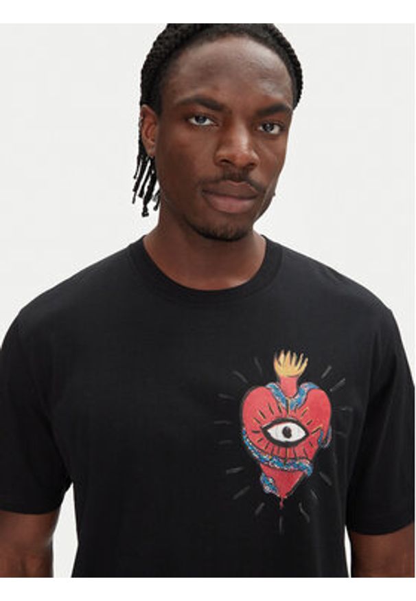 Just Cavalli T-Shirt 78OAHE07 Czarny Regular Fit. Kolor: czarny. Materiał: bawełna