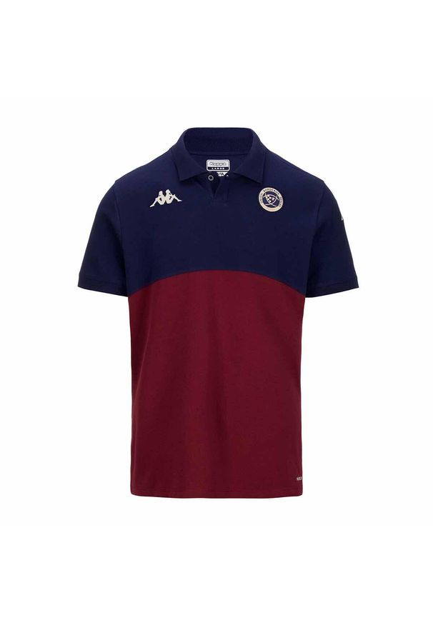 Kappa - Polo Union Bordeaux-Bègles Angatem 8 2024/25. Typ kołnierza: polo. Kolor: niebieski, wielokolorowy, brązowy