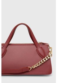 TwinSet - Twinset torebka skórzana kolor bordowy. Kolor: czerwony. Materiał: skórzane. Rodzaj torebki: na ramię #2