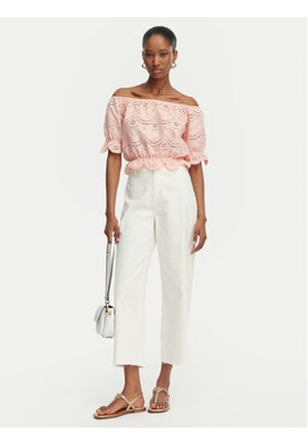 Guess Bluzka W6GP47 K3336 Koralowy Regular Fit. Kolor: pomarańczowy. Materiał: bawełna