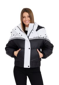 Karl Lagerfeld - KARL LAGERFELD Czarna damska kurtka Colorblock Padded Jacket, Rozmiar S. Kolor: czarny. Materiał: poliamid, syntetyk. Długość rękawa: długi rękaw. Długość: długie #8