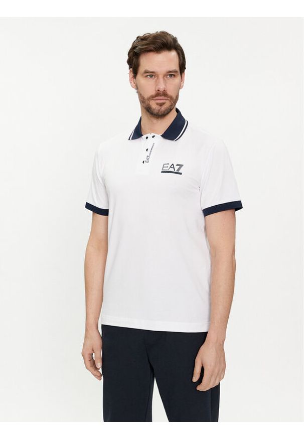 EA7 Emporio Armani Polo 3DPF17 PJ03Z 1100 Biały Regular Fit. Typ kołnierza: polo. Kolor: biały. Materiał: bawełna