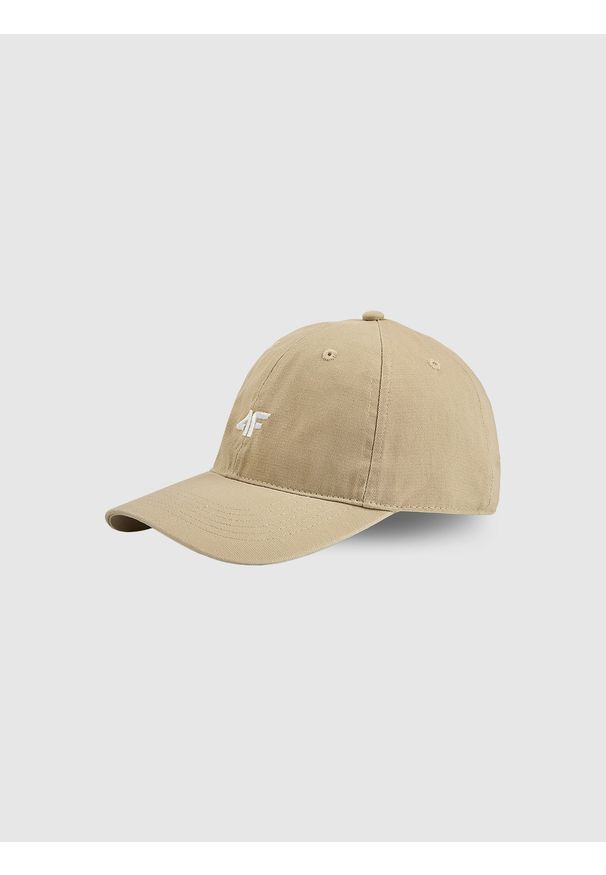 4f - 4F Czapka z daszkiem strapback uniseks - beżowa S/M (58cm). Kolor: beżowy. Materiał: bawełna, materiał. Styl: casual, klasyczny