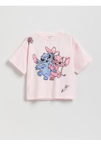 Reserved - T-shirt Lilo i Stitch - pastelowy róż. Kolor: różowy. Materiał: bawełna #1