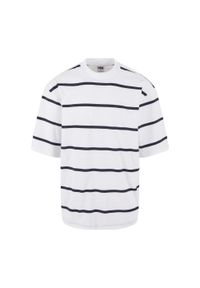 Urban Classics - Męska Koszulka Stripe Oversized T-shirt. Kolor: biały, wielokolorowy, niebieski