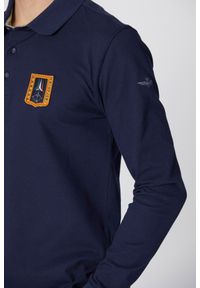 Aeronautica Militare - AERONAUTICA MILITARE Granatowe męskie polo z długim rękawem Piqué, Rozmiar M. Typ kołnierza: polo. Kolor: niebieski. Długość rękawa: długi rękaw. Długość: długie
